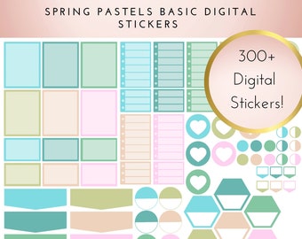 Spring Pastels Basic Digital Planner Stickers | Individual PNGs| Instant Download