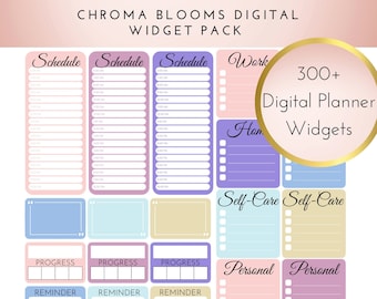 Chroma Blooms Digital Planner Widgets | Individual PNGs| Instant Download