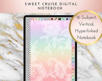 16 Subject "Sweet Cruise" Digital Notebook | PDF | Hyperlinked | Goodnotes | Xodo | Vertical | Instant Download