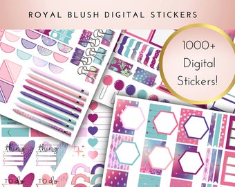 Royal Blush Digital Planner Stickers | Individual PNGs | Goodnotes File | Instant Download