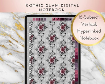 16 Subject "Gothic Glam” Digital Notebook | PDF | Hyperlinked | Goodnotes | Xodo | Vertical | Instant Download