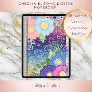 16 Subject &quot;Chroma Blooms” Digital Notebook | PDF | Hyperlinked | Goodnotes | Xodo | Vertical | Instant Download