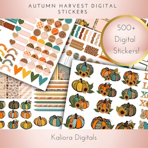 Adesivi per pianificatore digitale Autumn Harvest / Adesivi digitali / PNG individuali / Download immediato