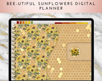 Bee-utiful Sunflowers Digital Planner | PDF | Hyperlinked | Goodnotes | Xodo | Landscape | Instant Download