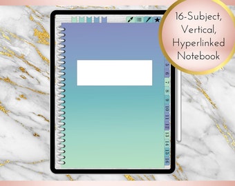 16 Subject Cool Pastel Digital Notebook | PDF | Hyperlinked | Goodnotes | Xodo | Vertical | Instant Download