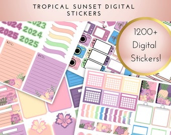 Tropical Sunset Digital Planner Stickers | Goodnotes File | Individual PNGs | Instant Download