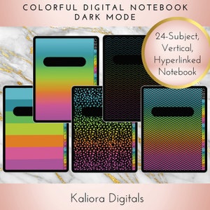 Colorful Digital Notebook Dark Mode PDF Goodnotes Xodo Instant Download image 1