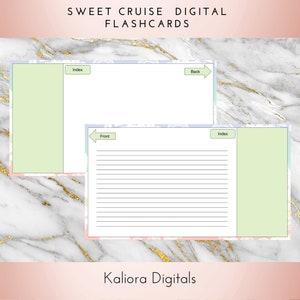 Sweet Cruise Digital Flashcards Index Cards Student Study Materials Instant Download image 4