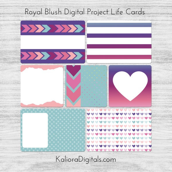 Royal Blush Digital Project Life Cards | Scrapbooking Cards | Pocket Cards| Instant Download