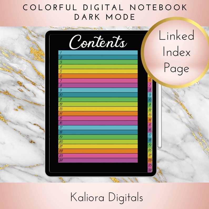 Colorful Digital Notebook Dark Mode PDF Goodnotes Xodo Instant Download image 3