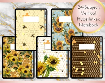 Bee-Utiful Sunflowers 24-Subject Digital Notebook | PDF | Goodnotes | Xodo | Instant Download