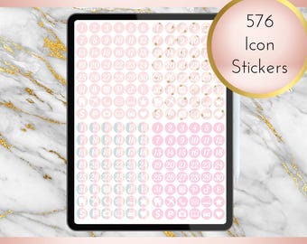 Macaron Digital Icon Stickers | Goodnotes File | Individual PNGs | Instant Download
