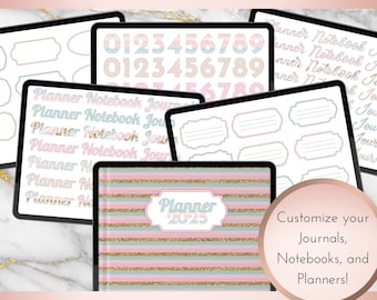 Macaron Custom Cover Kit | Individual PNGs| Goodnotes File | PDF | Instant Download