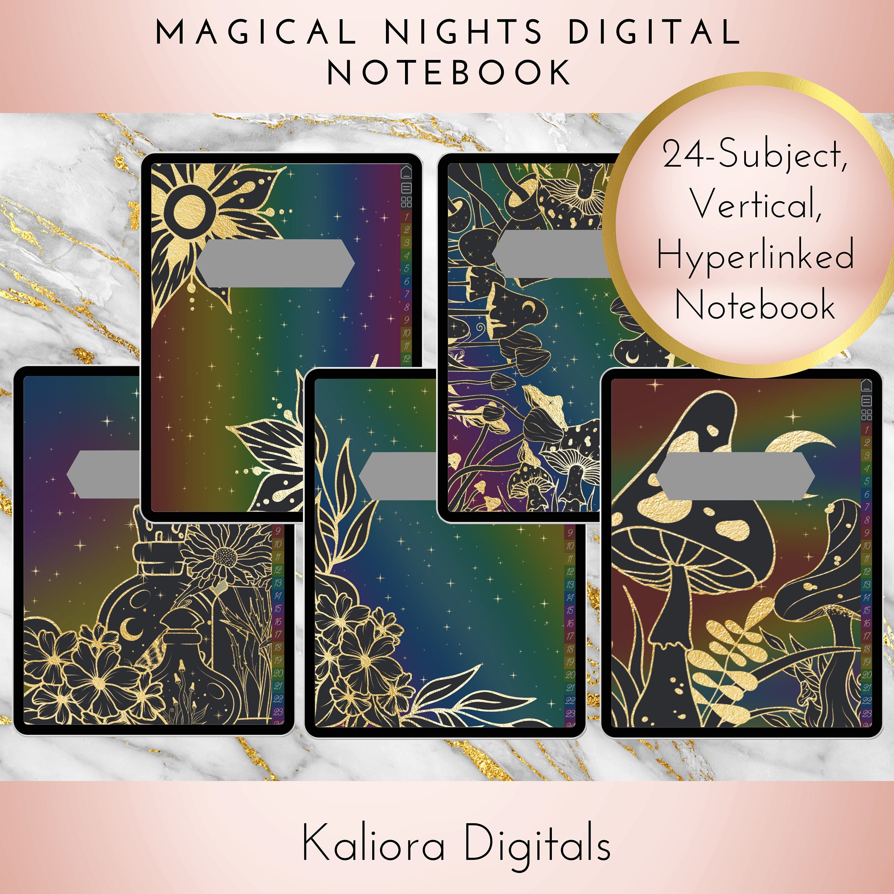 Magical Nights Digital Notebook | Dark Mode | PDF | Goodnotes | Xodo | Instant Download