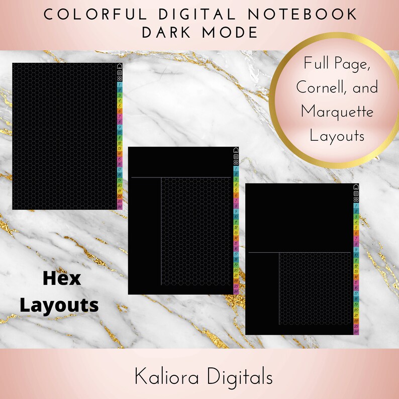 Colorful Digital Notebook Dark Mode PDF Goodnotes Xodo Instant Download image 7