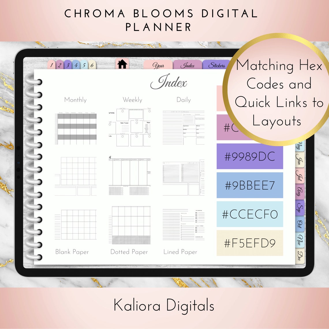 Chroma Blooms Digital Planner | PDF | DIY | Hyperlinked | Undated ...