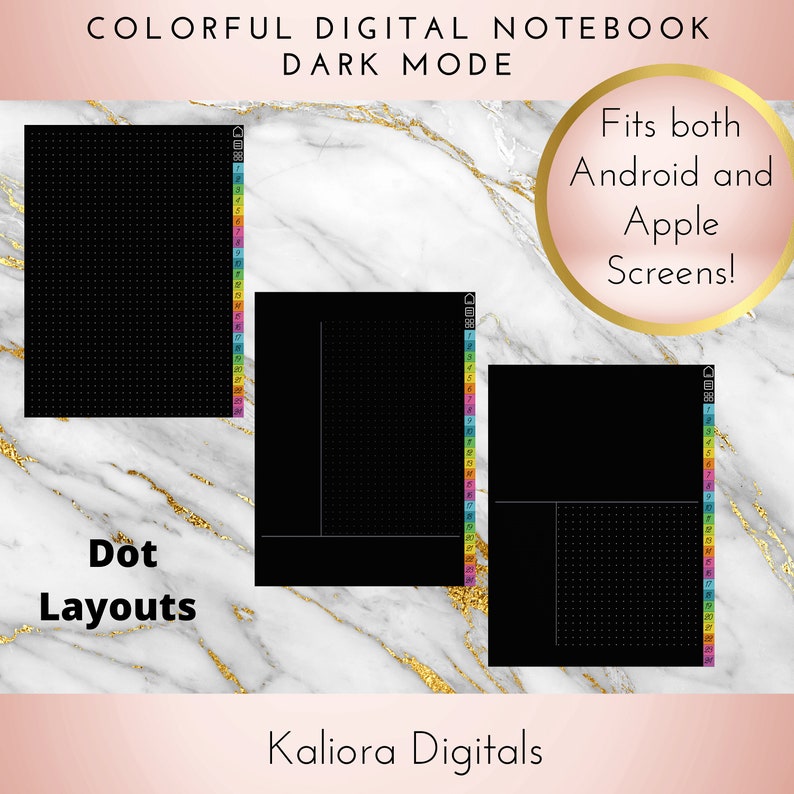 Colorful Digital Notebook Dark Mode PDF Goodnotes Xodo Instant Download image 6