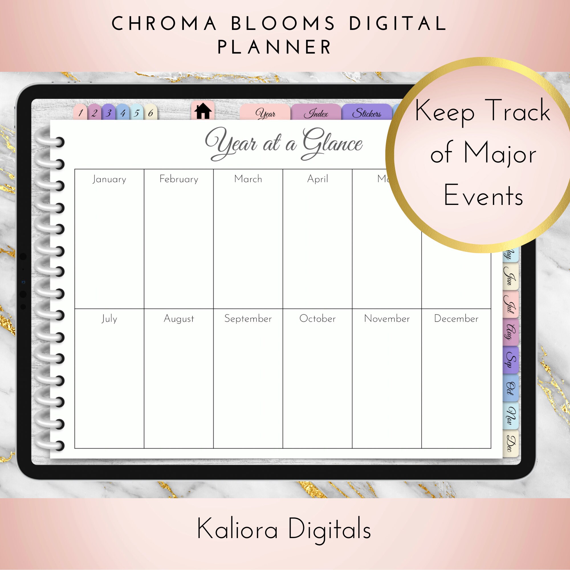 Chroma Blooms Digital Planner | PDF | DIY | Hyperlinked | Undated ...