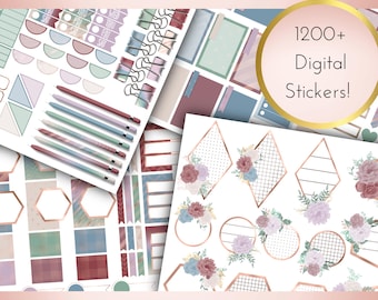 Moody Mauve Digital Planner Stickers | Individual PNGs | Goodnotes File | Instant Download