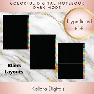 Colorful Digital Notebook Dark Mode PDF Goodnotes Xodo Instant Download image 5