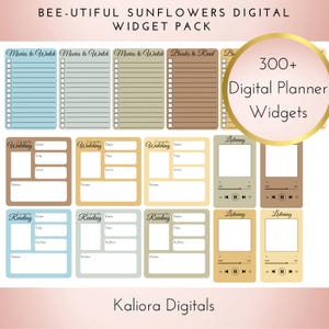 Bee-Utiful Sunflowers Digital Planner Widgets | Individual PNGs| Goodnotes File | Instant Download