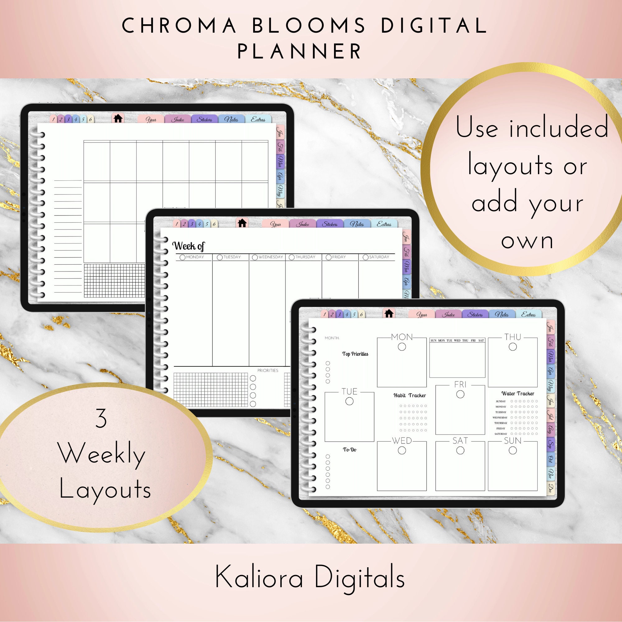 Chroma Blooms Digital Planner | PDF | DIY | Hyperlinked | Undated ...