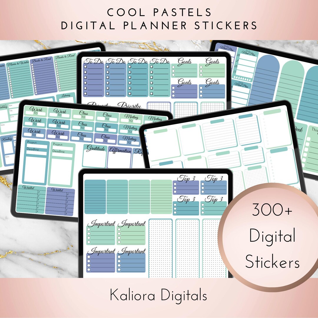 Cool Pastels Digital Planner Widgets | Individual Pngs| Goodnotes File ...