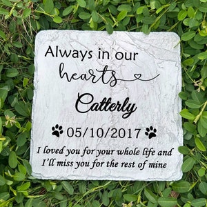 Personalised White Pet Memorial Plaque, Custom Pet grave maker, Resin Cat Headstone Dog Gravestone, Pet Loss Gifts, Garden Stone