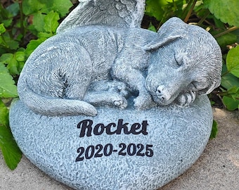 Custom Dog Memorial Stone – Sleeping Angel Pet Grave Marker