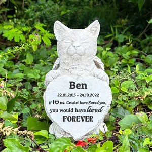 Cat Memorial Stone, Personalized Cat Memorial Gift, Cat Grave Markers with Sympathy Poem and Paw Print - Loss of Cat Gifts Garden Stone