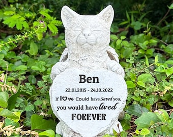 Personalized Cat Memorial Stone, Paw Print Garden Grave Marker