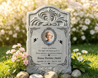 Custom Photo Memorial Stone Personalized Garden Grave Marker For Loved One Remembrance Sympathy Gift