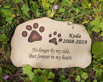 Personalized Pet Memorial Stone, Paw Print Garden Stone