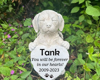 Personalized Angel Dog Statue, Pet Memorial Stone, Dog Grave Marker