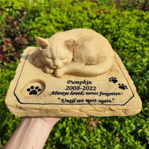 Cat Memorial Stone, Custom Cat Memorial Gift, Cat Sympathy Gift, Cat Loss Gift by waterproof resin Cat Grave Markers with Sympathy Poem