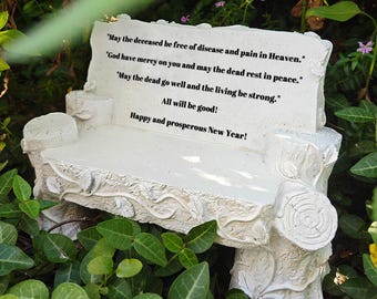 Personalized Pet Memorial Bench, Engraved Resin Garden Stone