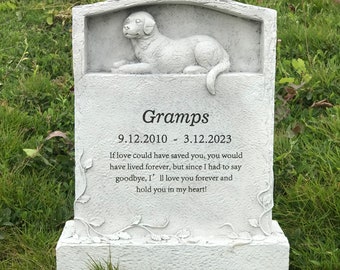 Upright Pet Tombstone, Outdoor Dog Memorial Stone, Personalized Dog headstone, Grave maker for Dogs in Lawn and Garden