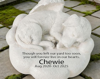 Custom Dog Memorial Stone, Sleeping Angel Pet Grave Marker