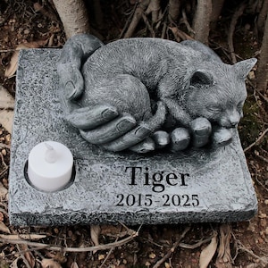 Custom Cat Memorial Stone, Personalized Sleeping Kitten Garden Tombstone, Durable Outdoor Memorial Gift for Cat Lovers, Cat Memorial Decor