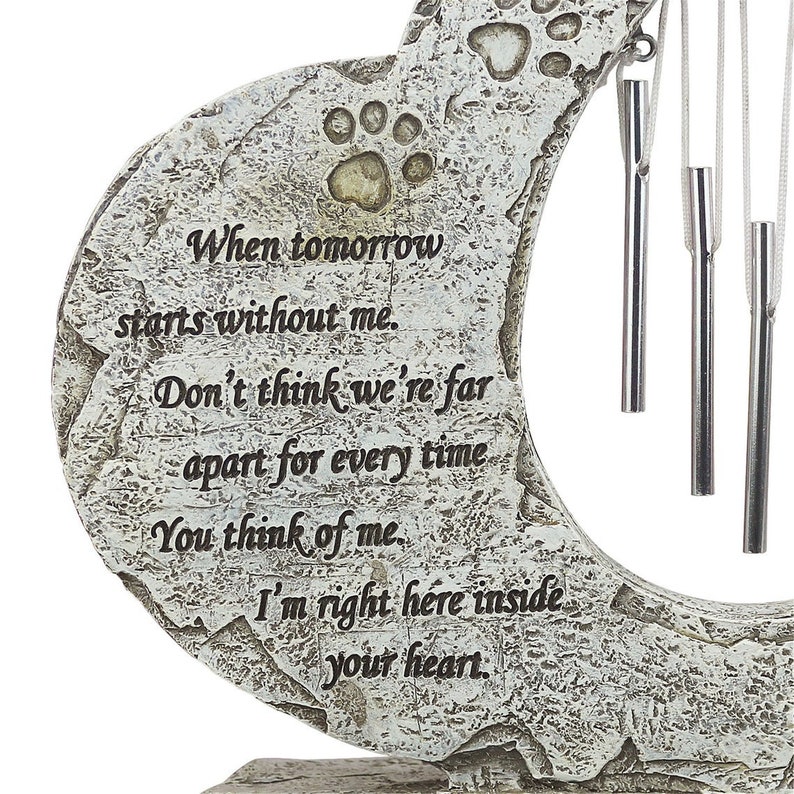 Pet Memorial Stones With Wind Chimes Engraved Pet Polystone Etsy