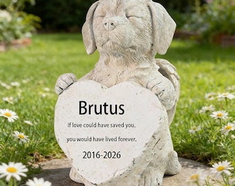 Personalized Pet Memorial Stone, Sleeping Dog Resin Marker