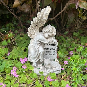 Small Cat Memorial Stone - Sleeping Angel Statue For Garden Or Indoor, Pet Grave Marker, Sympathy Gift For Loss Of Cat (Milky White)
