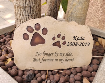 Personalized Pet Memorial Stone, Paw Print Garden Grave Marker