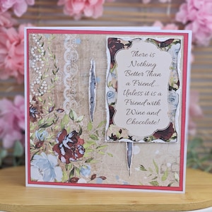 Handmade friendship card, Vintage Quote