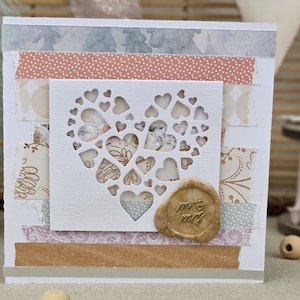Handmade Wedding Card, Heart with a wax seal "Mr & Mrs"
