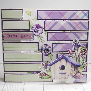 Lavender Garden Get Well Soon handmade card | 3D barndoor card