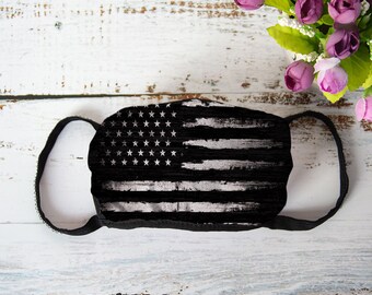 Black And White American Flag Accordion Face Mask Lookhuman