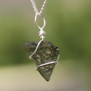 Moldavite Sterling Silver Pendant – Authentic Czech Meteorite Tektite Necklace