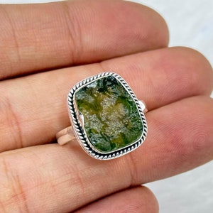 Authentic Moldavite Silver Ring | Genuine Czech Republic Green Gemstone | Sterling Silver Crystal Jewelry | Unique Gift for Him or Her