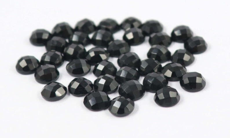 Precious Loose Gemstone Size 4MM TO 15MM Semi Rose Cut Black onyx Stone Round Shape Black onyx Stone Natural Black onyx stone Precious Loose Gemstone Size 4MM TO 15MM Semi Rose Cut Black onyx Stone Round Shape Black onyx Stone Natural Black onyx stone